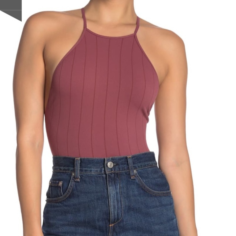 ❌DONATED❌Free People Wine Thong Cut Strap Back Bodysuit Top - Picture 4 of 9
